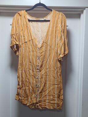 Good Luck Gem Mustard Yellow Striped Midi Dress